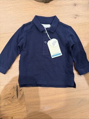 Zara Navy Long-Sleeve Polo Shirt for Kids